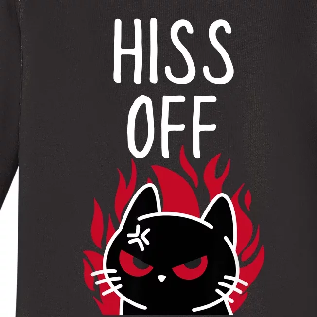 Hiss Off Angry Cat Funny Cat Baby Long Sleeve Bodysuit