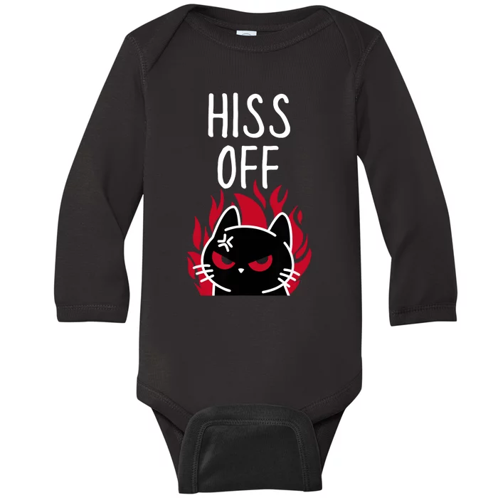 Hiss Off Angry Cat Funny Cat Baby Long Sleeve Bodysuit