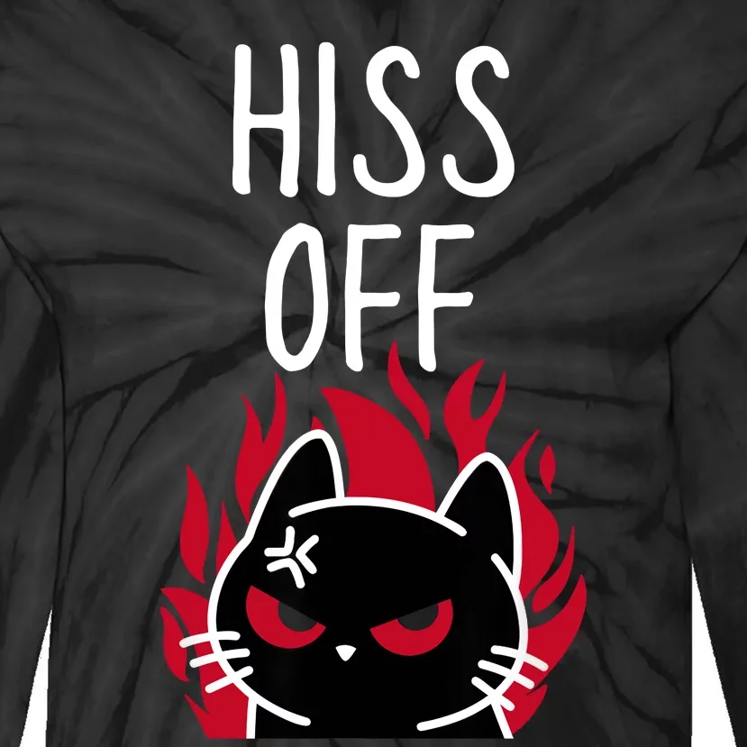 Hiss Off Angry Cat Funny Cat Tie-Dye Long Sleeve Shirt