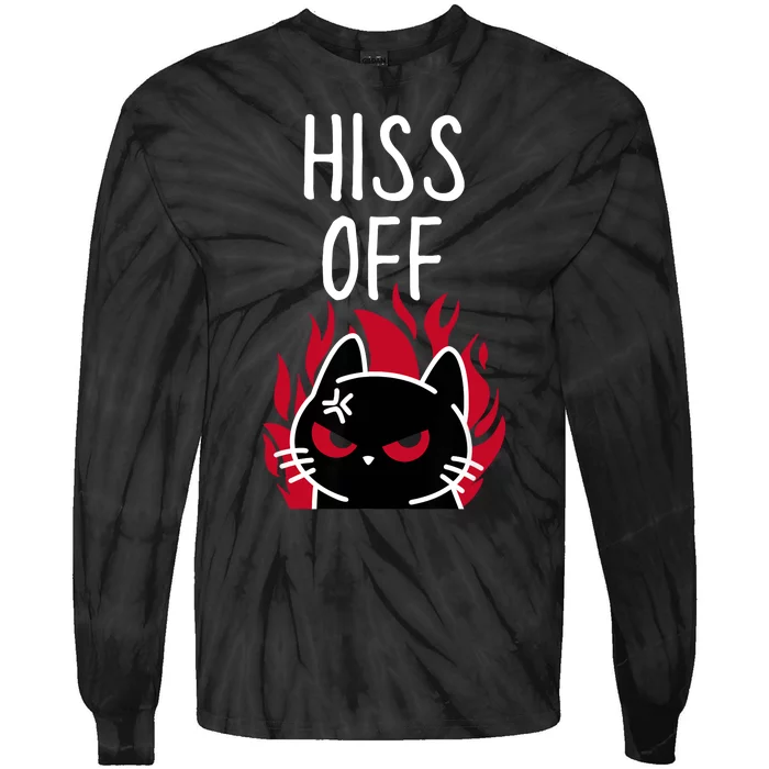 Hiss Off Angry Cat Funny Cat Tie-Dye Long Sleeve Shirt