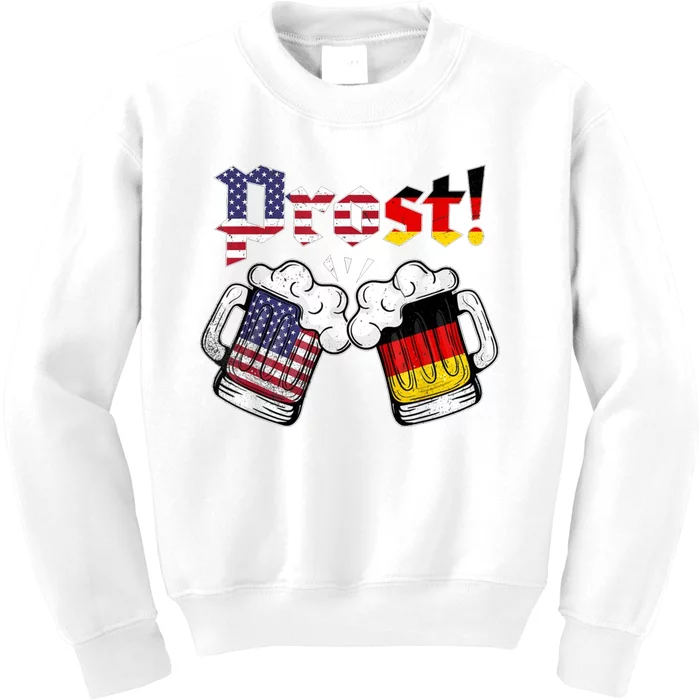 Happy Oktoberfest American German Munich Flag Prost Kids Sweatshirt