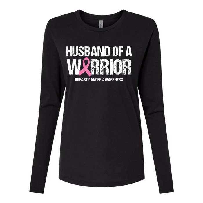 Husband Of A Warrior Support Breast Cancer Awareness Month Womens Cotton Relaxed Long Sleeve T-Shirt