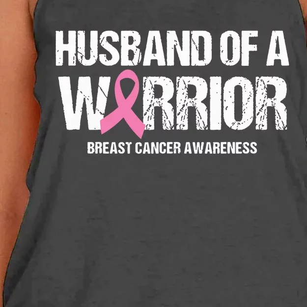 Husband Of A Warrior Support Breast Cancer Awareness Month Women's Knotted Racerback Tank