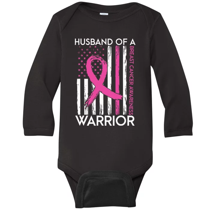 Husband Of A Warrior Breast Cancer Awareness Support Squad Baby Long Sleeve Bodysuit