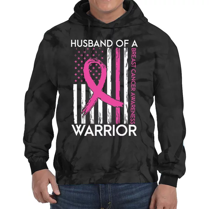 Husband Of A Warrior Breast Cancer Awareness Support Squad Tie Dye Hoodie