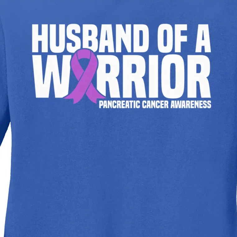 Husband Of A Warrior Pancreatic Cancer Awareness Gift Ladies Long Sleeve Shirt