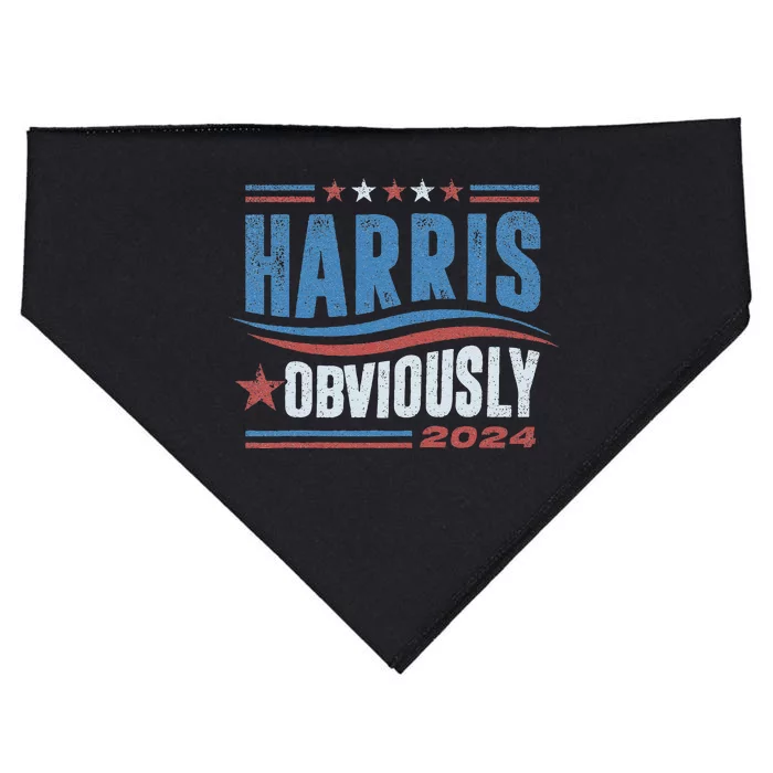 Harris Obviously A Vote For 2024 President Kamala Harris USA-Made Doggie Bandana