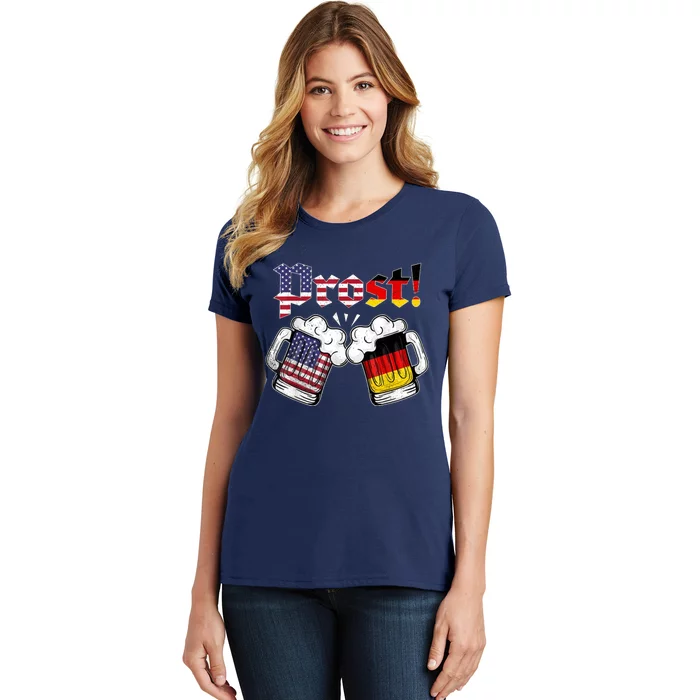 Happy Oktoberfest American German Munich Flag Prost Women's T-Shirt