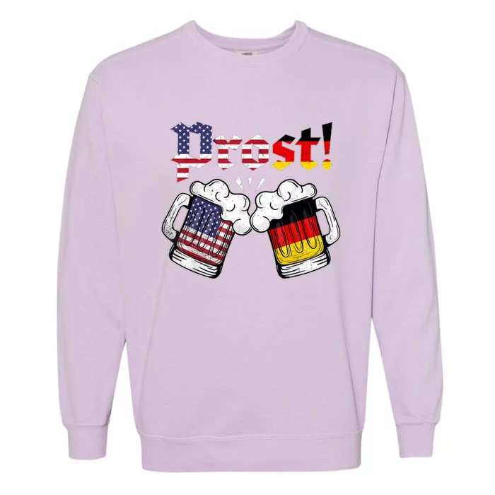 Happy Oktoberfest American German Munich Flag Prost Garment-Dyed Sweatshirt