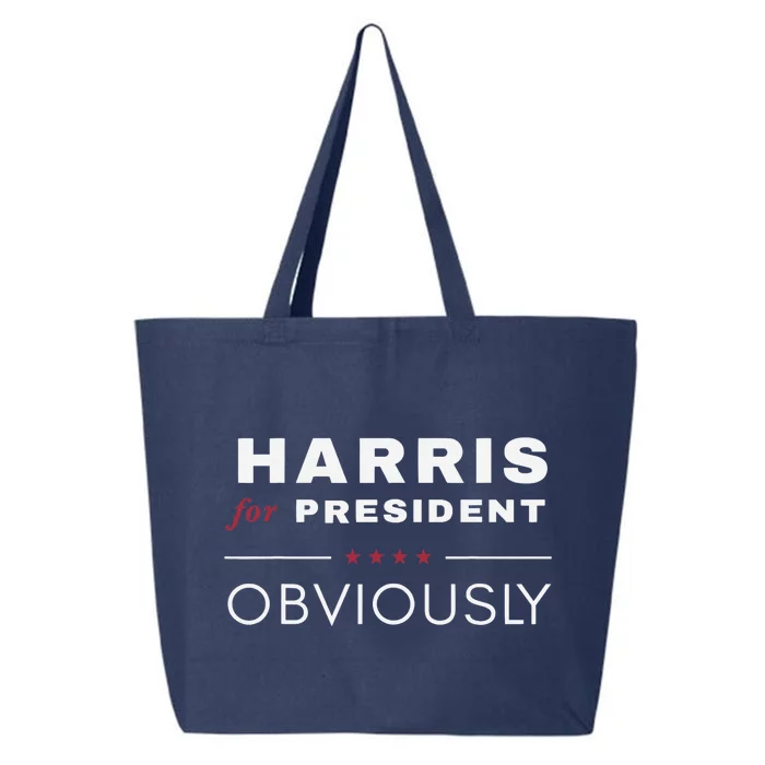 Harris Obviously A Vote For 2024 President Kamala Harris 25L Jumbo Tote