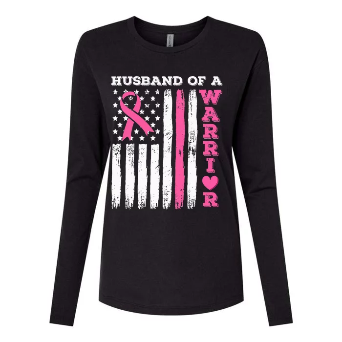 Husband Of A Warrior Breast Cancer Awareness Womens Cotton Relaxed Long Sleeve T-Shirt