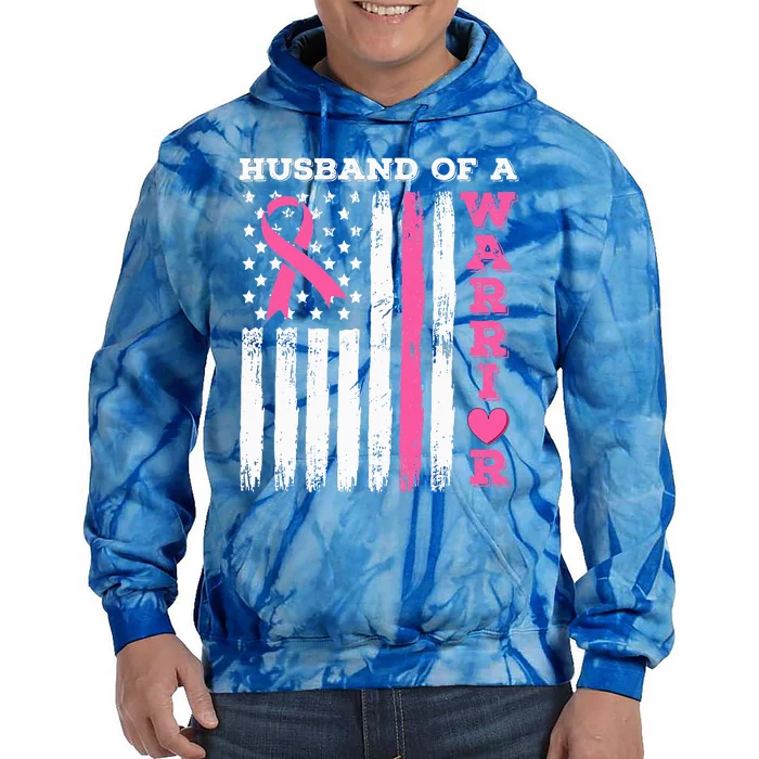 Husband Of A Warrior Breast Cancer Awareness Tie Dye Hoodie