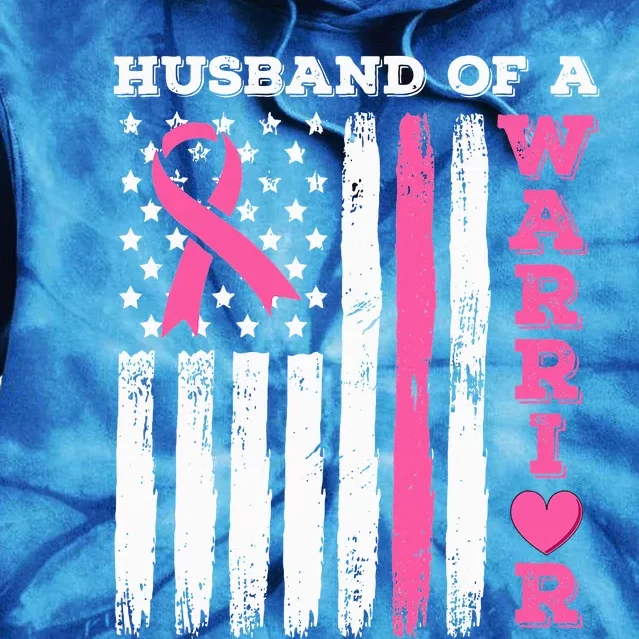 Husband Of A Warrior Breast Cancer Awareness Tie Dye Hoodie