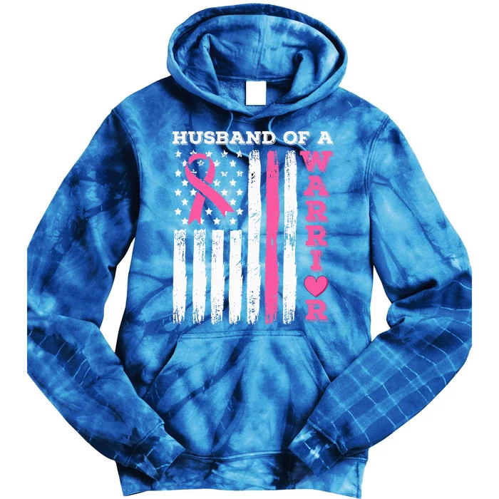 Husband Of A Warrior Breast Cancer Awareness Tie Dye Hoodie