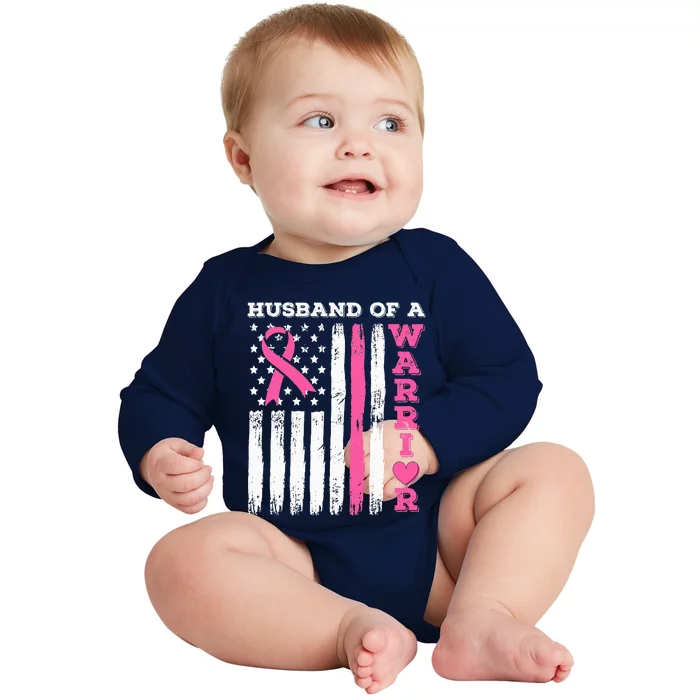 Husband Of A Warrior Breast Cancer Awareness Baby Long Sleeve Bodysuit