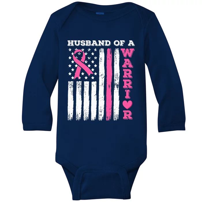 Husband Of A Warrior Breast Cancer Awareness Baby Long Sleeve Bodysuit