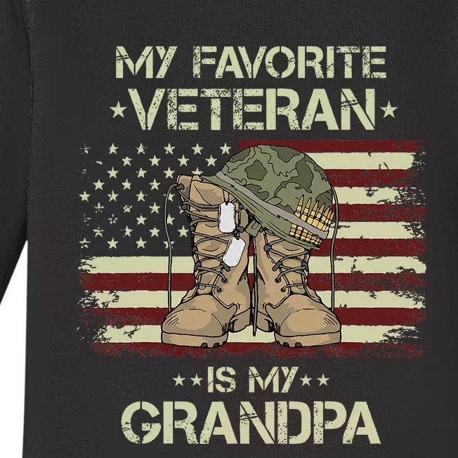 Honoring Our Army Veterans Celebrating My Grandpa Baby Long Sleeve Bodysuit