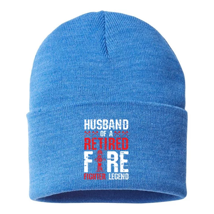 Husband Of A Retired Firefighter Legend Gift Sustainable Knit Beanie