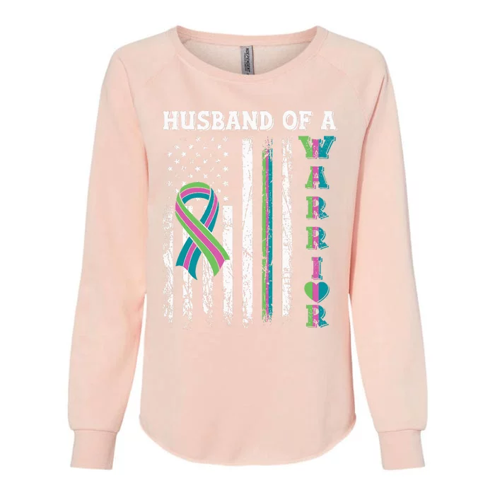 Husband Of A Warrior Metastatic Breast Cancer USA Flag Womens California Wash Sweatshirt