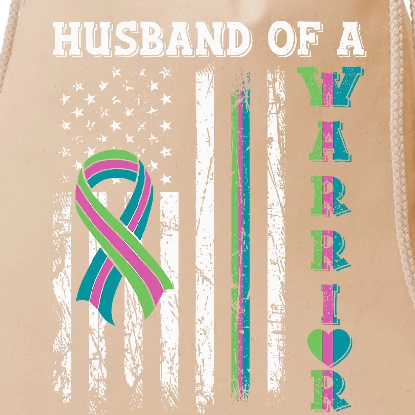 Husband Of A Warrior Metastatic Breast Cancer USA Flag Drawstring Bag