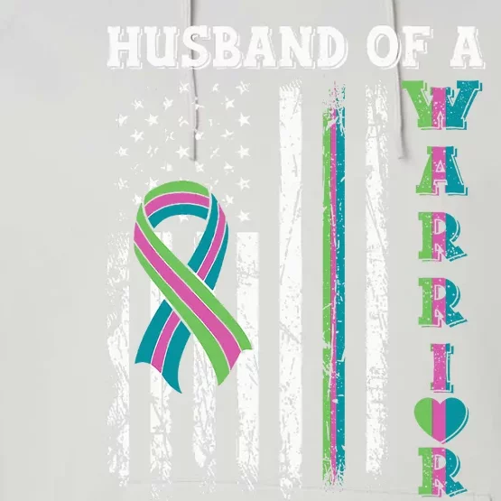 Husband Of A Warrior Metastatic Breast Cancer USA Flag Performance Fleece Hoodie