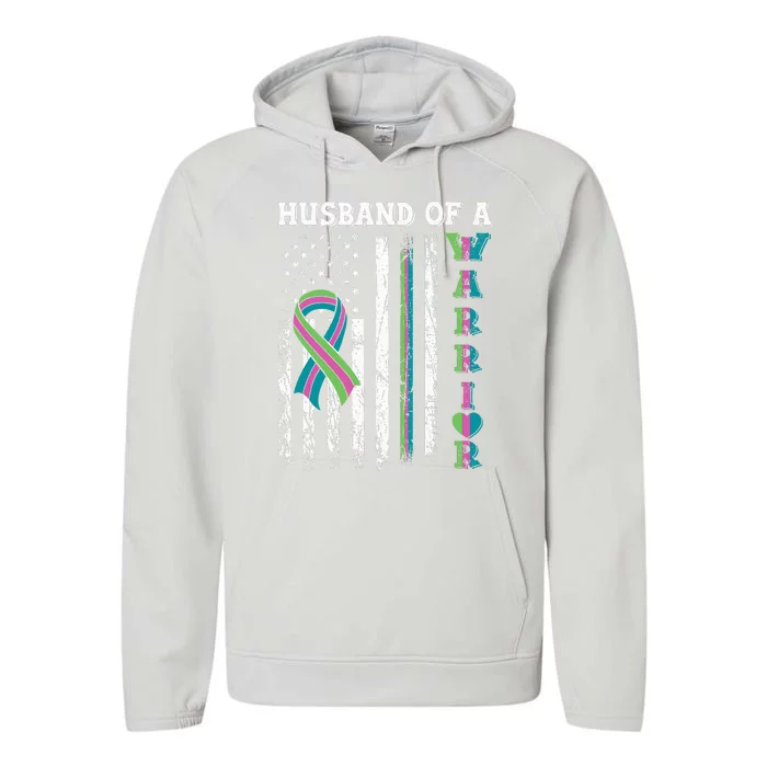 Husband Of A Warrior Metastatic Breast Cancer USA Flag Performance Fleece Hoodie