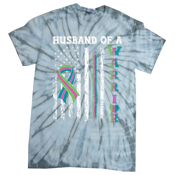 Husband Of A Warrior Metastatic Breast Cancer USA Flag Tie-Dye T-Shirt