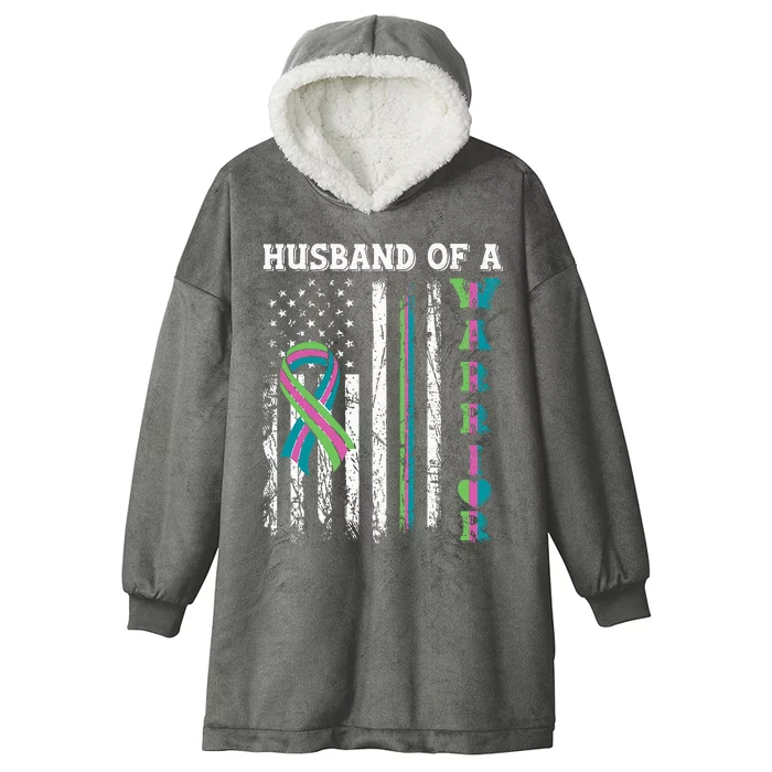 Husband Of A Warrior Metastatic Breast Cancer USA Flag Hooded Wearable Blanket