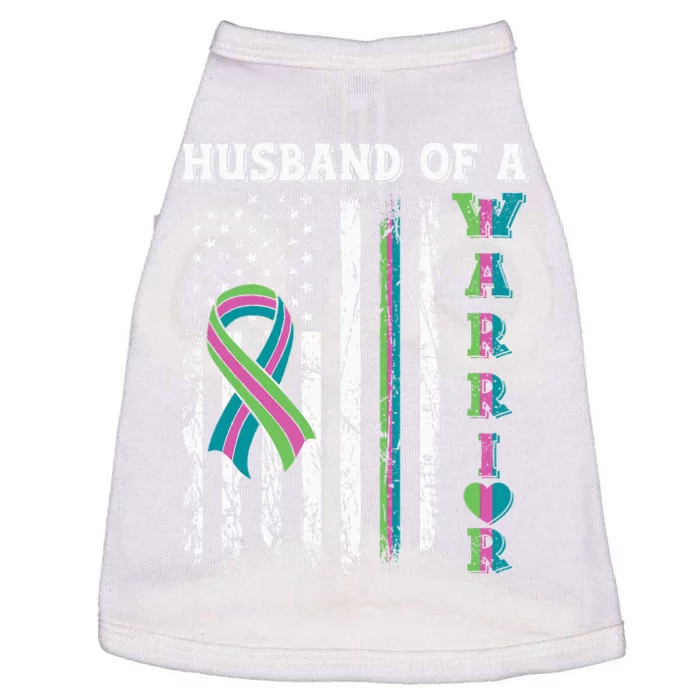 Husband Of A Warrior Metastatic Breast Cancer USA Flag Doggie Tank