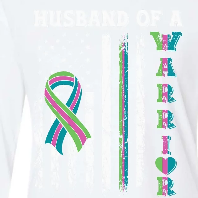 Husband Of A Warrior Metastatic Breast Cancer USA Flag Womens Cotton Relaxed Long Sleeve T-Shirt