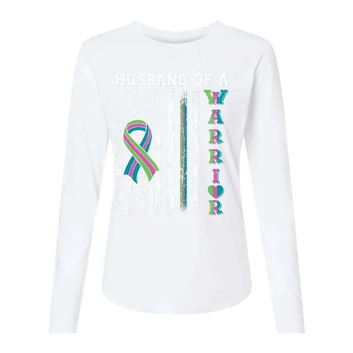 Husband Of A Warrior Metastatic Breast Cancer USA Flag Womens Cotton Relaxed Long Sleeve T-Shirt