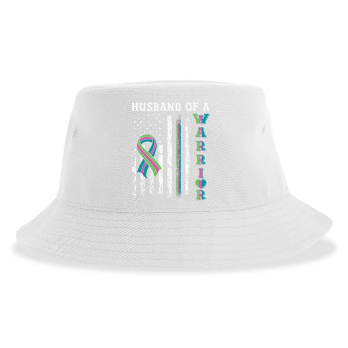 Husband Of A Warrior Metastatic Breast Cancer USA Flag Sustainable Bucket Hat