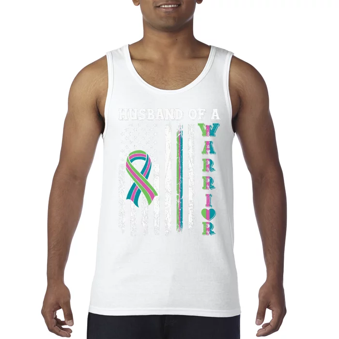 Husband Of A Warrior Metastatic Breast Cancer USA Flag Tank Top