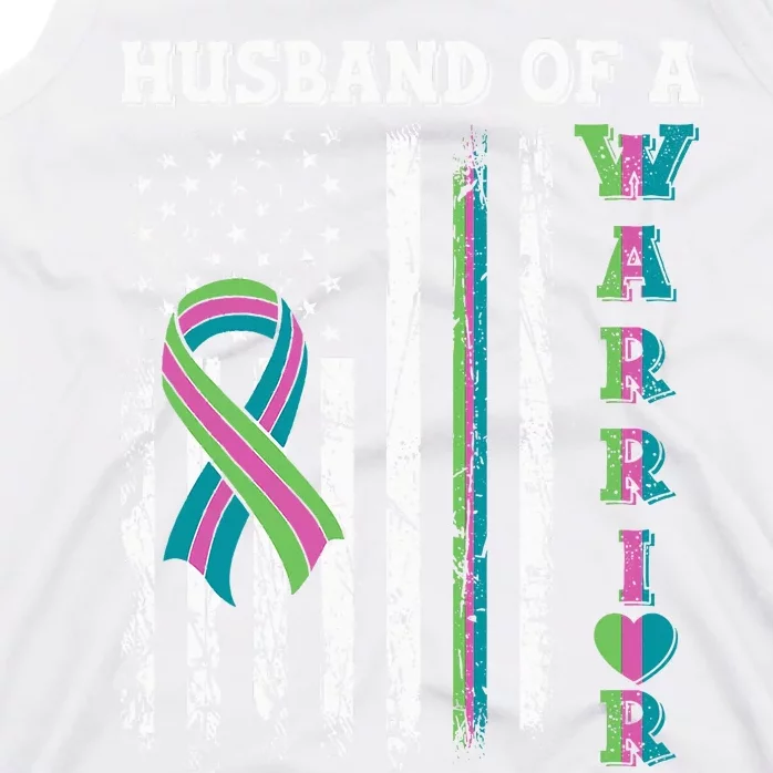 Husband Of A Warrior Metastatic Breast Cancer USA Flag Tank Top