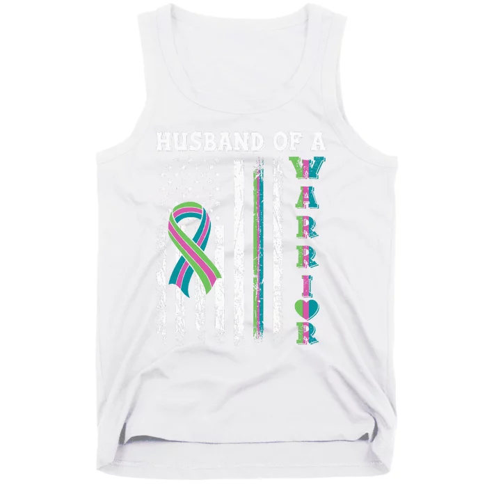 Husband Of A Warrior Metastatic Breast Cancer USA Flag Tank Top