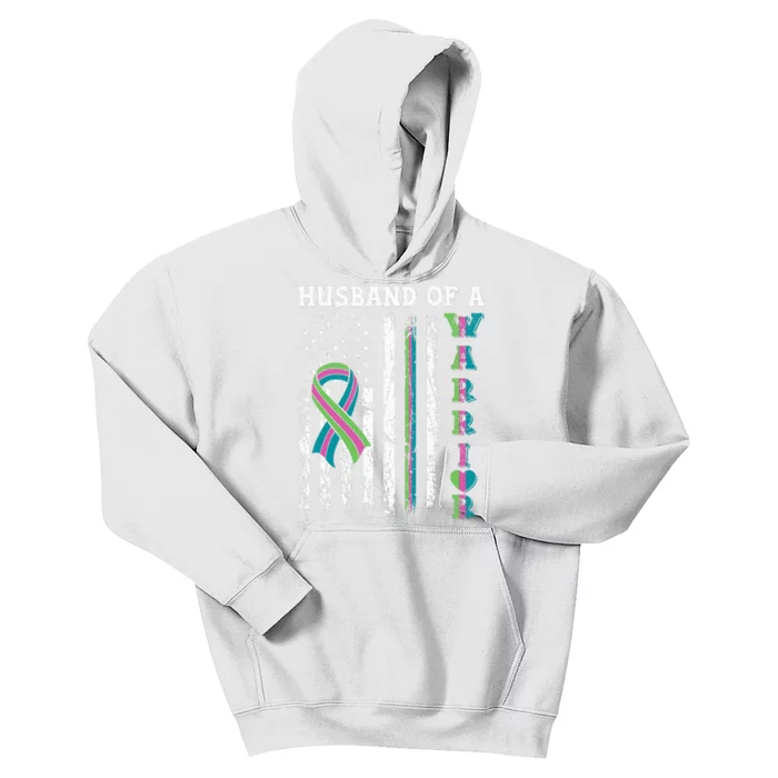 Husband Of A Warrior Metastatic Breast Cancer USA Flag Kids Hoodie