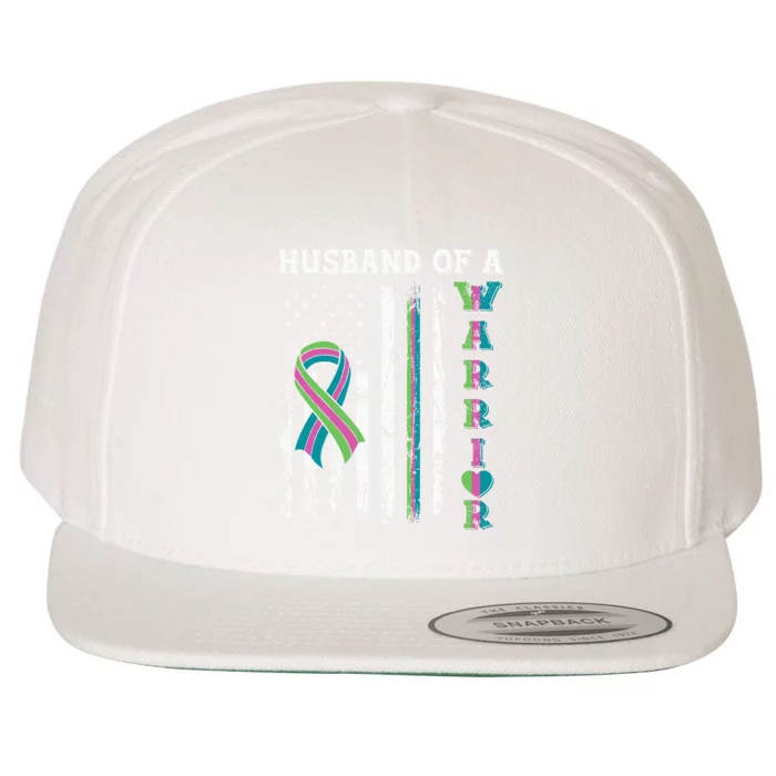 Husband Of A Warrior Metastatic Breast Cancer USA Flag Wool Snapback Cap