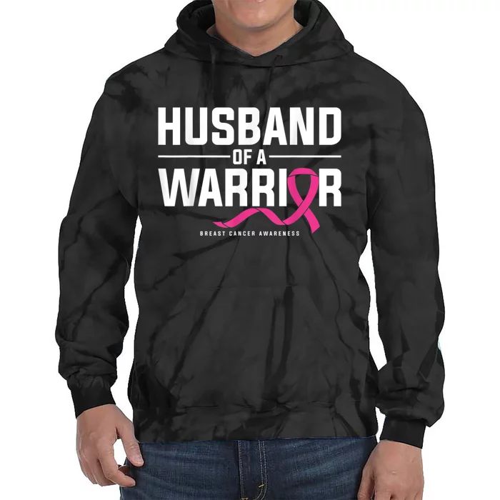 Husband Of A Warrior Breast Cancer Awareness Tie Dye Hoodie