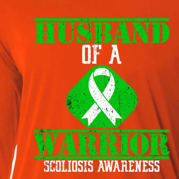 Husband Of A Scoliosis Warrior Vintage Scoliosis Awareness Gift Cooling Performance Long Sleeve Crew