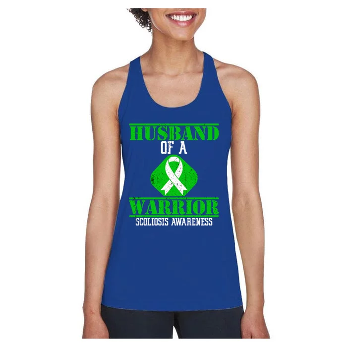 Husband Of A Scoliosis Warrior Vintage Scoliosis Awareness Gift Women's Racerback Tank