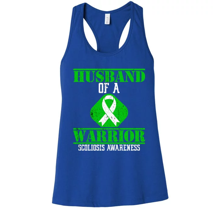 Husband Of A Scoliosis Warrior Vintage Scoliosis Awareness Gift Women's Racerback Tank