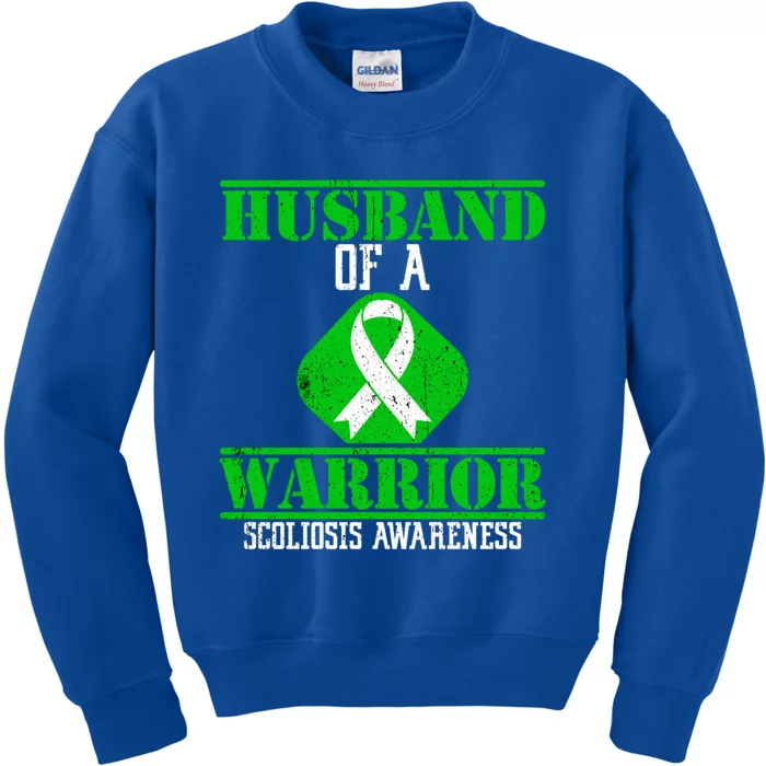 Husband Of A Scoliosis Warrior Vintage Scoliosis Awareness Gift Kids Sweatshirt