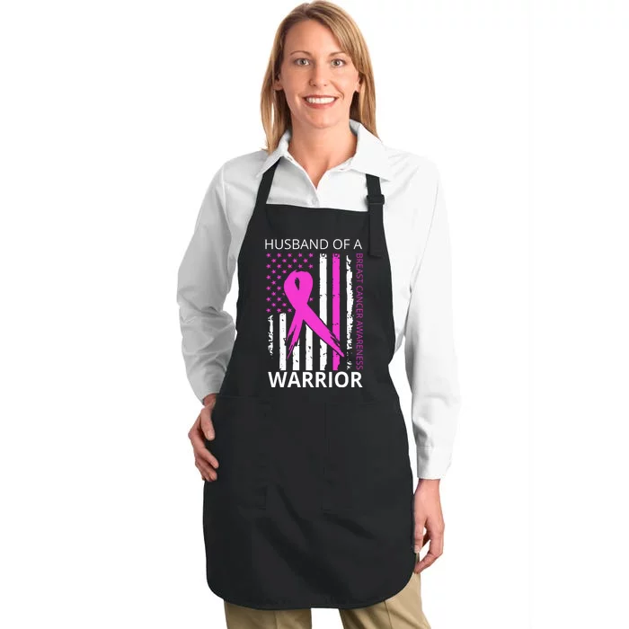 Husband Of A Warrior Breast Cancer Awareness Full-Length Apron With Pocket