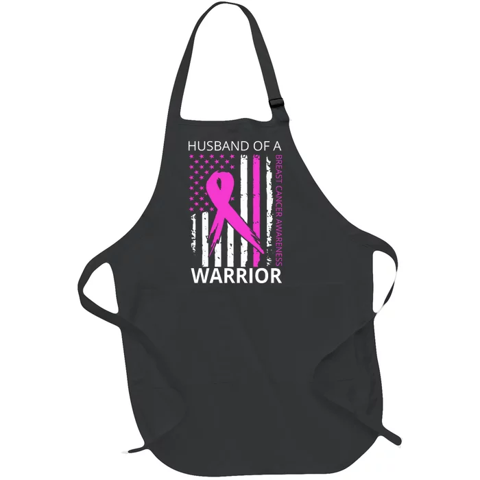 Husband Of A Warrior Breast Cancer Awareness Full-Length Apron With Pocket