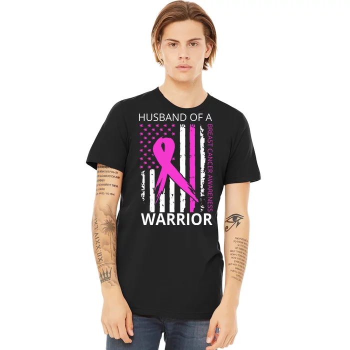 Husband Of A Warrior Breast Cancer Awareness Premium T-Shirt