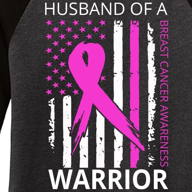 Husband Of A Warrior Breast Cancer Awareness Women's Tri-Blend 3/4-Sleeve Raglan Shirt