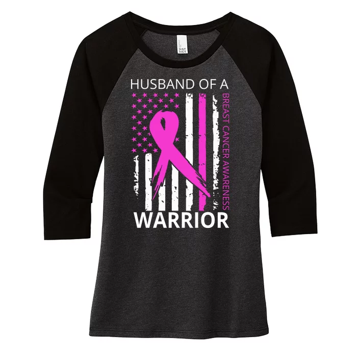 Husband Of A Warrior Breast Cancer Awareness Women's Tri-Blend 3/4-Sleeve Raglan Shirt