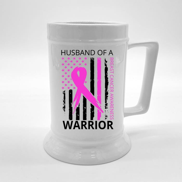 Husband Of A Warrior Breast Cancer Awareness Front & Back Beer Stein