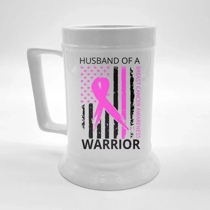 Husband Of A Warrior Breast Cancer Awareness Front & Back Beer Stein