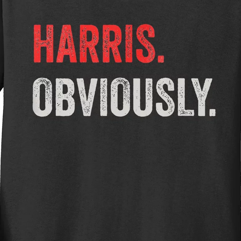 Harris Obviously A Vote For 2024 Kids Long Sleeve Shirt